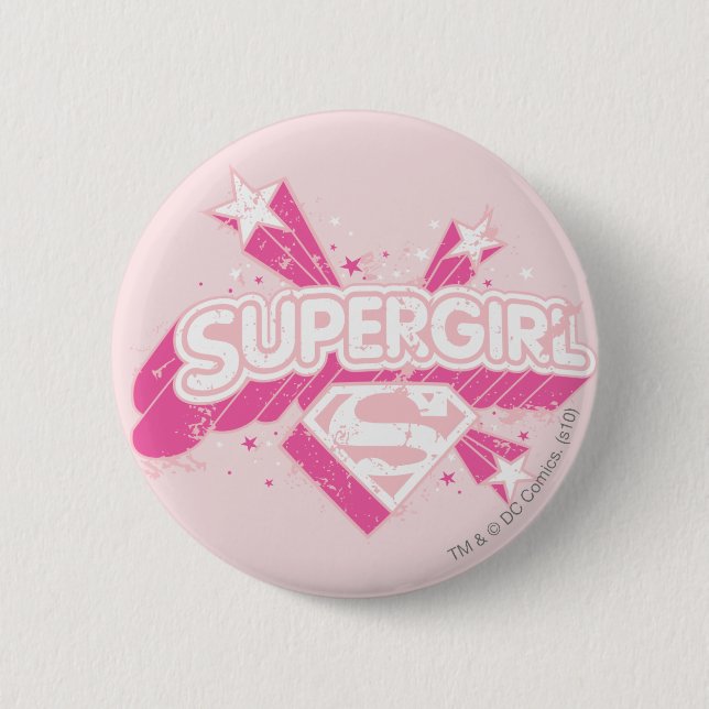Badge Rond 5 Cm Supergirl Stars et Logo (Devant)