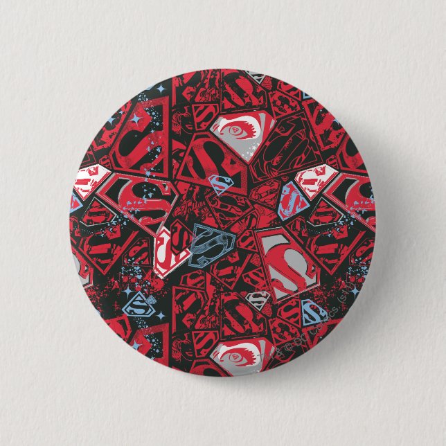 Badge Rond 5 Cm Supergirl Stary Red Pattern (Devant)