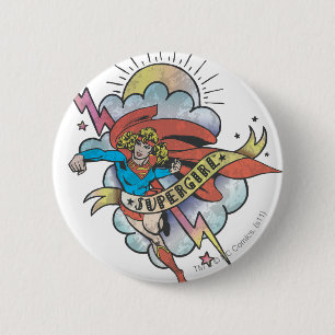 Badge Rond 5 Cm Supergirl volant éclair tatouage