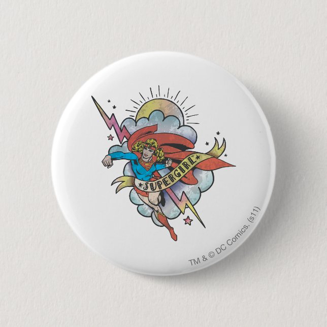 Badge Rond 5 Cm Supergirl volant éclair tatouage (Devant)