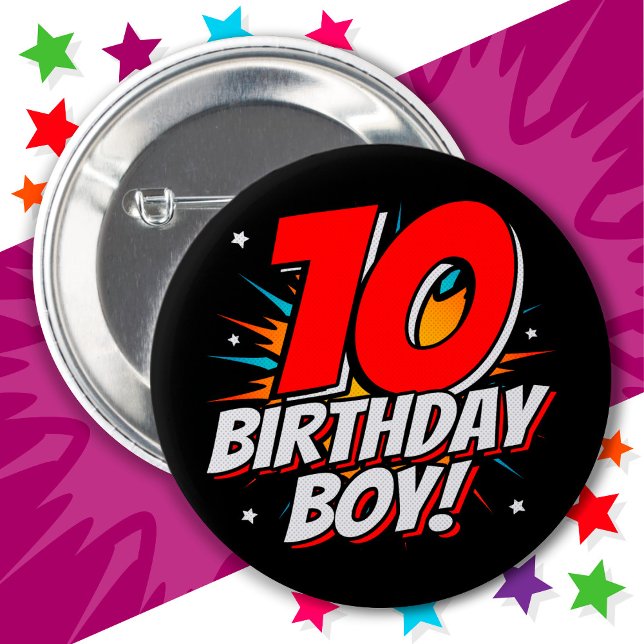 Badge Rond 5 Cm Superhero 10 ans Anniversaire Garçon 10e Anniversa (Créateur téléchargé)