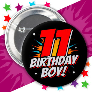 Badge Rond 5 Cm Superhero 11 ans Anniversaire Garçon 11e Anniversa