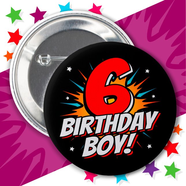 Badge Rond 5 Cm Superhero 6 ans Anniversaire Garçon 6e Anniversair (Créateur téléchargé)