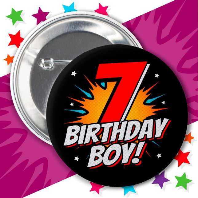 Badge Rond 5 Cm Superhero 7 ans Anniversaire Garçon 7e Anniversair (Créateur téléchargé)