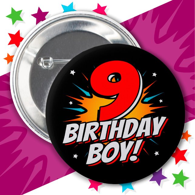 Badge Rond 5 Cm Superhero 9 ans Anniversaire Garçon 9e Anniversair (Créateur téléchargé)