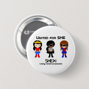 Badge Rond 5 Cm SUPERHERO Black Outline - United for SHE