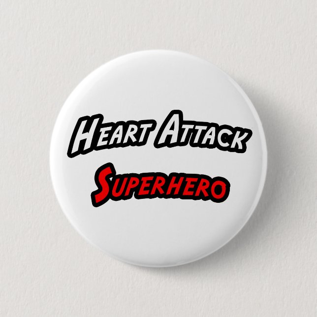 Badge Rond 5 Cm Superhero d'attaque cardiaque (Devant)