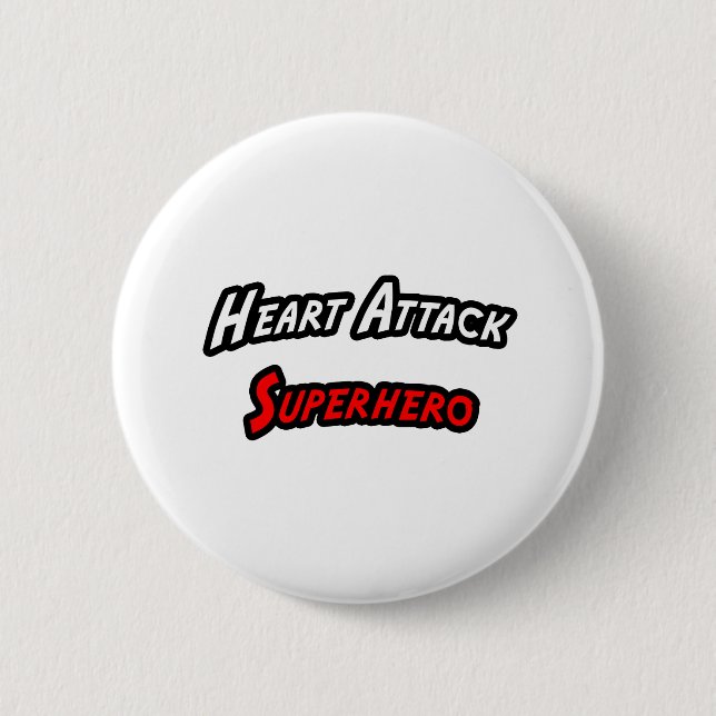 Badge Rond 5 Cm Superhero d'attaque cardiaque (Devant)