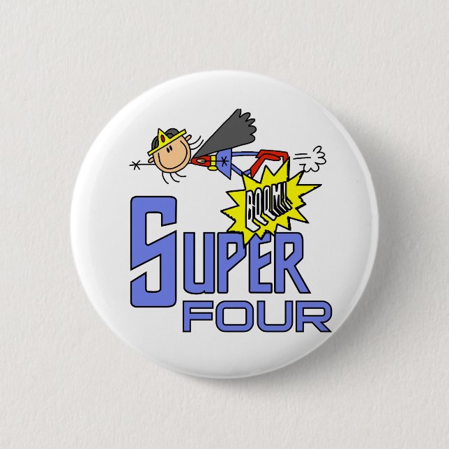 Badge Rond 5 Cm Superhero Girl 4th Birthday Tshirts et cadeaux (Devant)