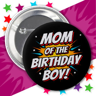 Badge Rond 5 Cm Superhero Party Comics Maman of Birthday Boy
