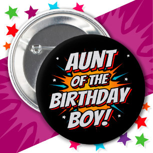 Badge Rond 5 Cm Superhero Party Comics Tante d'anniversaire garçon