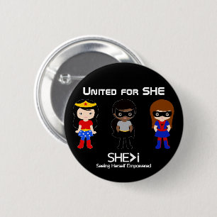 Badge Rond 5 Cm SUPERHERO White Outline - United for SHE