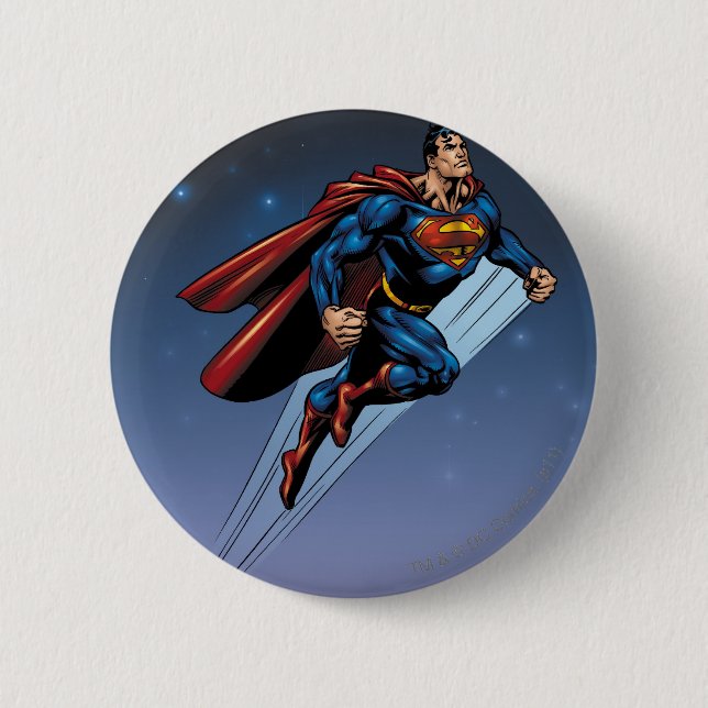 Badge Rond 5 Cm Superman against the night sky (Devant)