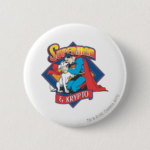 Badge Rond 5 Cm Superman avec Krypto