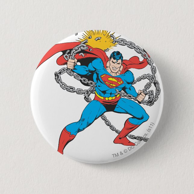 Badge Rond 5 Cm Superman casse les chaînes 3 (Devant)