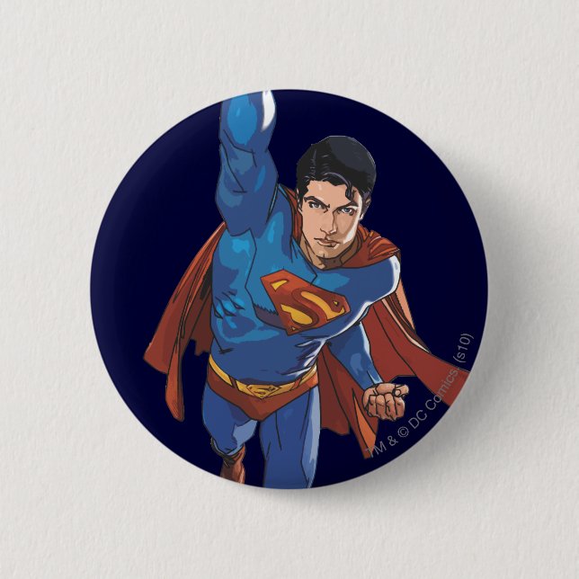 Badge Rond 5 Cm Superman Flying Forward (Devant)