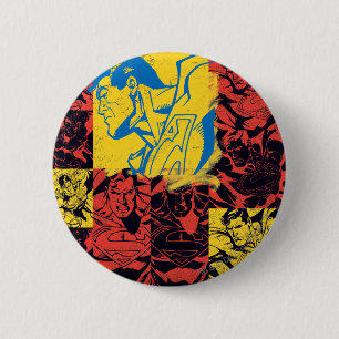 Badge Rond 5 Cm Superman jaune et rouge