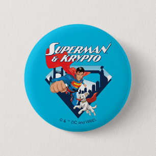 Badge Rond 5 Cm Superman & Krypto Soar