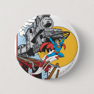 Badge Rond 5 Cm Superman Lifts Train