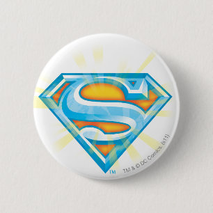 Badge Rond 5 Cm Superman S-Shield   Logo bleu et orange