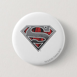 Badge Rond 5 Cm Superman S-Shield  Logo de Grey and Red City