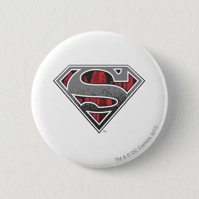 Badge Rond 5 Cm Superman S-Shield | Logo de Grey et Red City (Devant)