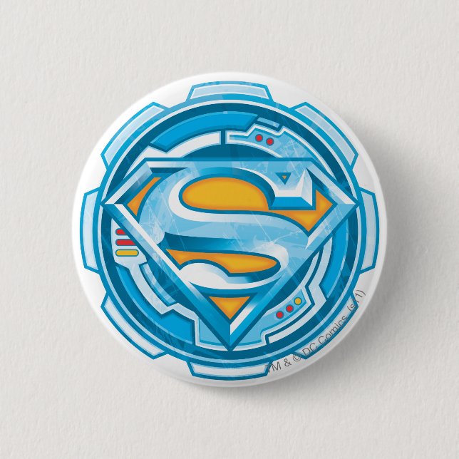 Badge Rond 5 Cm Superman S-Shield | Logo d'engrenage (Devant)