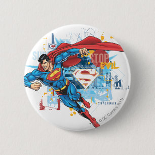 Badge Rond 5 Cm Superman - Stop Evil