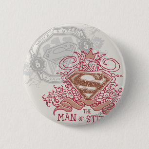 Badge Rond 5 Cm Superman Stylisé  Dessiné avec le logo de la Cou