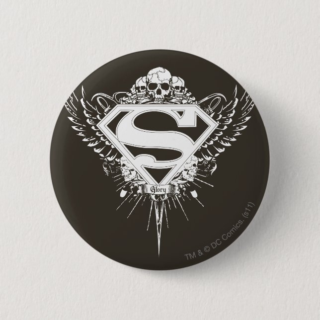 Badge Rond 5 Cm Superman Stylisé | Logo de l'Arrière - plan Brown  (Devant)