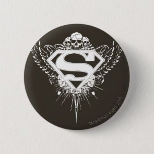 Badge Rond 5 Cm Superman Stylisé   Logo de l'Arrière - plan Brown 