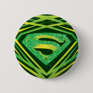 Badge Rond 5 Cm Superman Stylisé Logo Décoratif Vert
