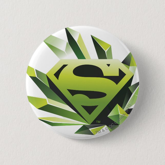 Badge Rond 5 Cm Superman Stylisé | Logo du Bouclier vert (Devant)