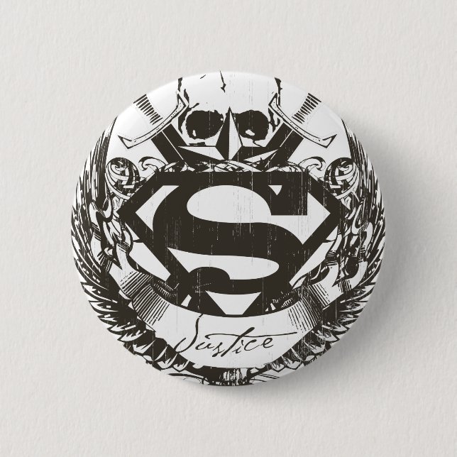 Badge Rond 5 Cm Superman Stylisé | Logo Justice (Devant)