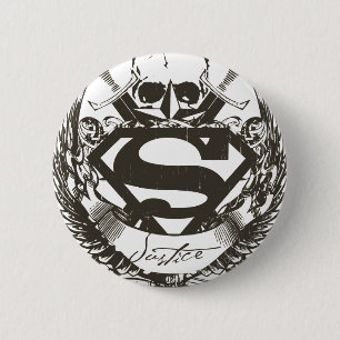 Badge Rond 5 Cm Superman Stylisé   Logo Justice
