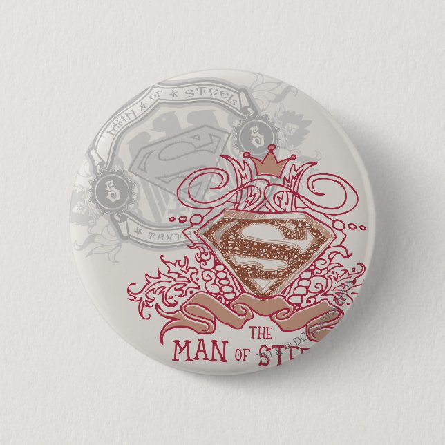 Badge Rond 5 Cm Superman Stylized | Drawn with Crown Logo (Devant)