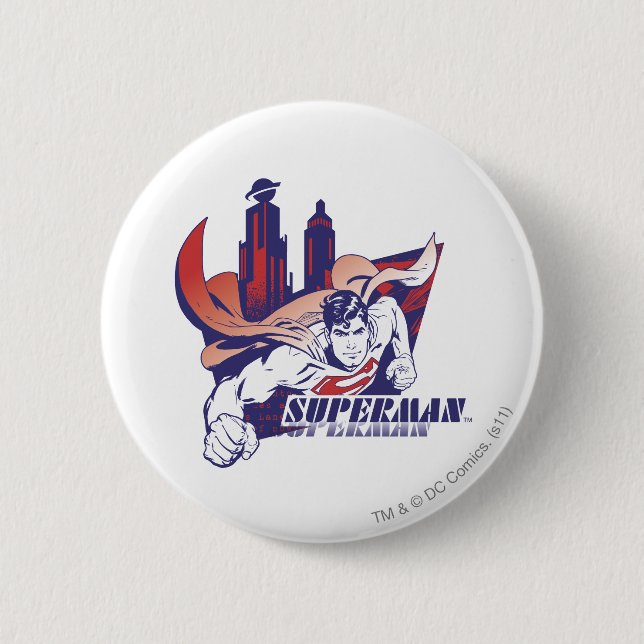 Badge Rond 5 Cm Superman Ville et nom (Devant)