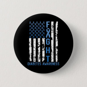 Badge Rond 5 Cm Support Flag USA Type 2 Type 1 Diabetes Awar