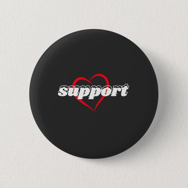 Badge Rond 5 Cm Support Heart Design – Red Love Symbol with Bold  (Devant)