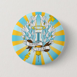 Badge Rond 5 Cm Support Legend Gamer Yellow Winging Syringe Cartoo