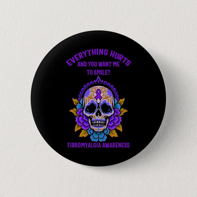 Badge Rond 5 Cm Support Peau de sensibilisation à la fibromyalgie  (Devant)