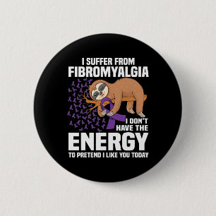 Badge Rond 5 Cm Support Purple Ribbon Warrior Fibromyalgia