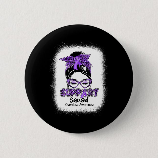 Badge Rond 5 Cm Support Squad Messy Bun Purple Ribbon Overdose Awa (Devant)