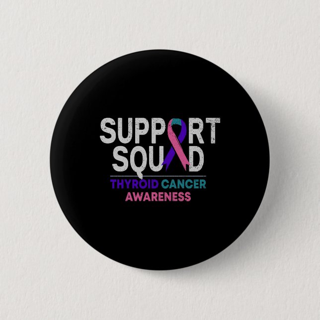 Badge Rond 5 Cm Support Squad Thyroide Cancer Awareness Month Ribb (Devant)