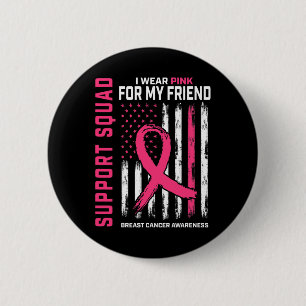 Badge Rond 5 Cm Support Squad Wear Pink Friend Breast Cancer Aware