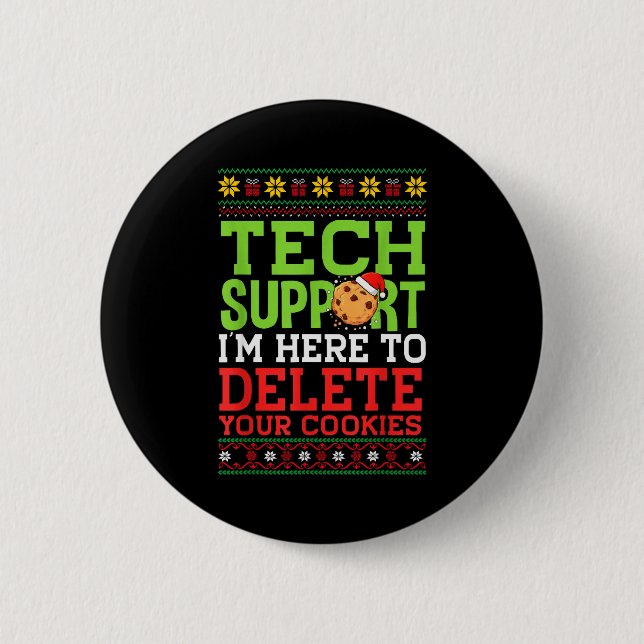 Badge Rond 5 Cm Support Technique de Noël Ici Pour Supprimer les C (Devant)