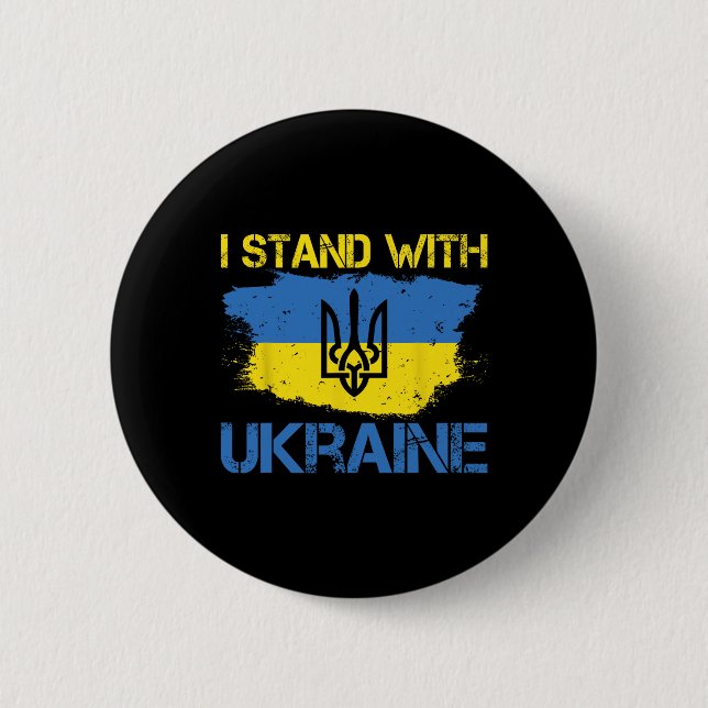 Badge Rond 5 Cm Support Ukraine With This Ukraine Flag I Stand Wit (Devant)