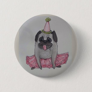 Badge Rond 5 Cm Supportez l'insigne de carlin - robe habillée