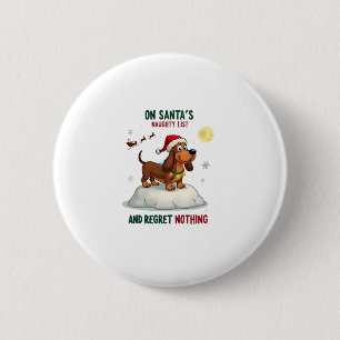 Badge Rond 5 Cm Sur la liste de Noël méchants du Père Noël, ne reg