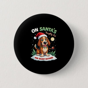 Badge Rond 5 Cm Sur la liste de Noël méchants du Père Noël, ne reg
